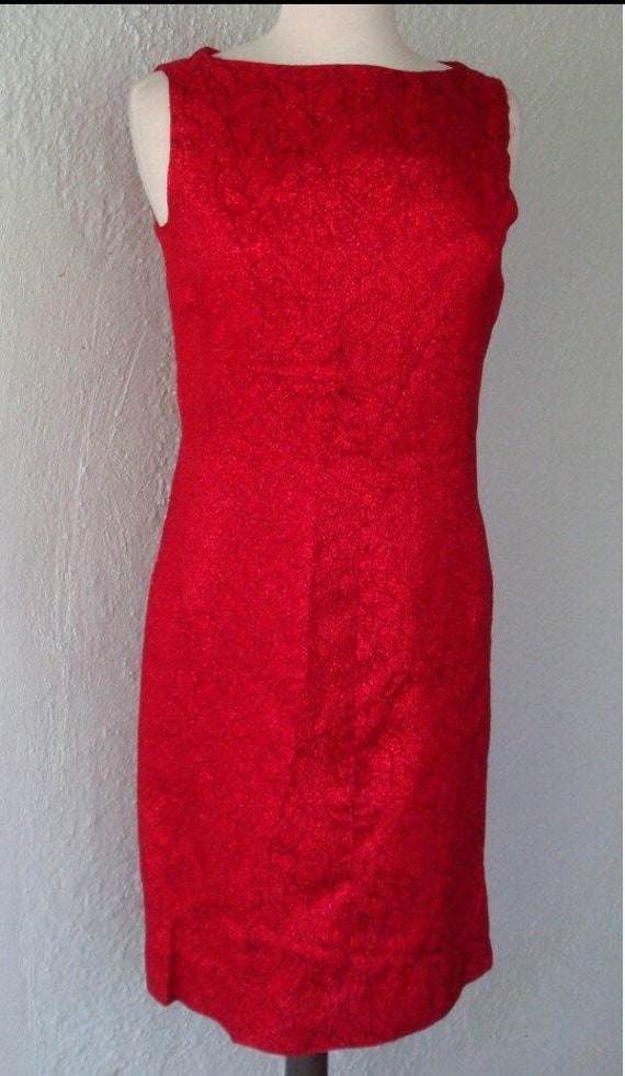 Vintage 1960s Dress Red Wiggle Shift Posh Glamour… - image 3
