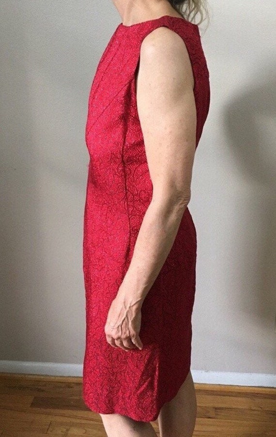 Vintage 1960s Dress Red Wiggle Shift Posh Glamour… - image 5