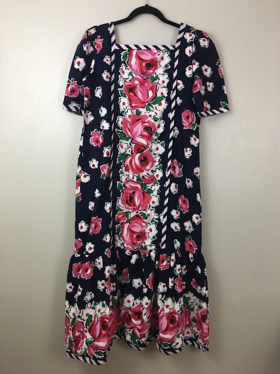 Vintage 70s/80s Hawaiian Dress MAJ Lounge MuuMuu … - image 7