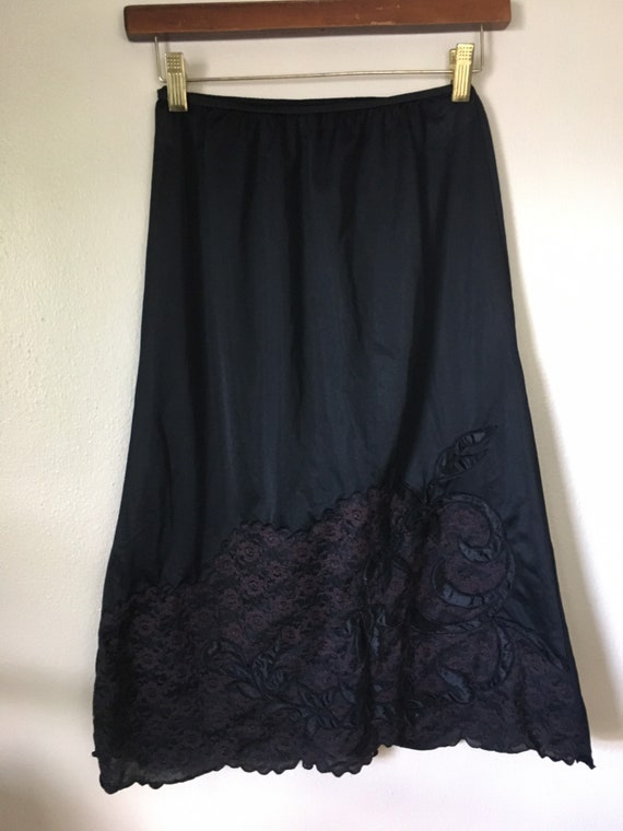 Vintage 1960s Half Slip Black Deena Fine Lingerie Nyl… Gem