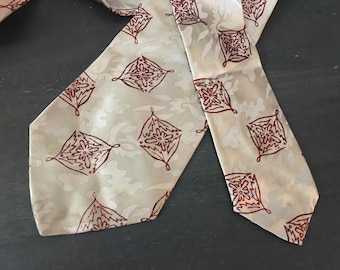 Vintage 1950s Necktie Haband Pink Champagne Iridescent Art Deco Wedding