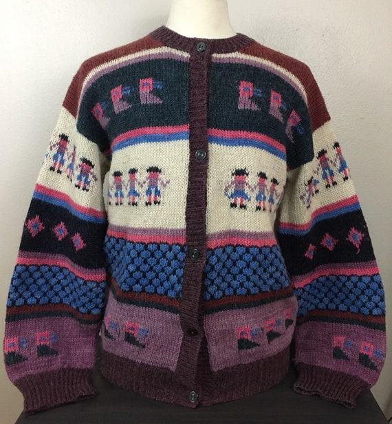 Vintage 1940s Cardigan Sweater Cowichan Ski Wool P