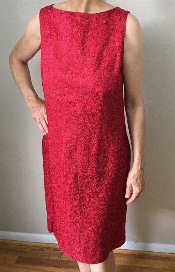 Vintage 1960s Dress Red Wiggle Shift Posh Glamour… - image 4