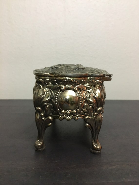 Vintage 1950s Jewelry Box Footed Trinket Containe… - image 9