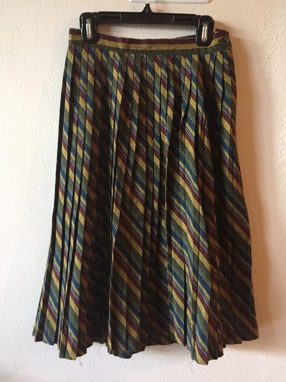 Vintage 30s/40s Skirt Pleated Accordion Wool Diag… - image 8