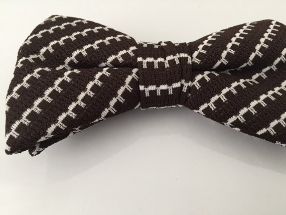 Vintage 1970s Bow Tie Mens Fat Ties Striped Choco… - image 2