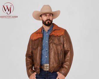 Chaqueta de cosplay de cuero auténtico marrón estilo rancho del oeste de Kevin Costner y John Dutton en Yellowstone, prenda de abrigo de la serie dramática de televisión de Paramount.