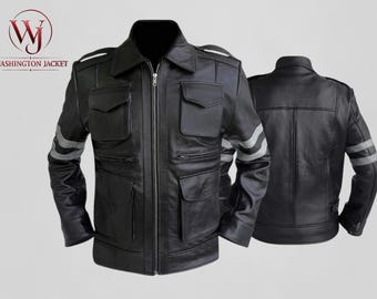 RE6 Resident Evil 6 Leon S Kennedy Survival Horror Game Autentica giacca da motociclista in pelle nera, Ultimate DSO Agent Gaming Cosplay Costume