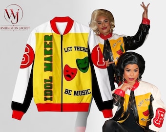 Chaqueta universitaria auténtica del grupo de hip hop y rap de los 80 Salt and Pepa, Idol Maker 8 Ball, disfraz retro definitivo de videoclip de los 90 para cosplay.