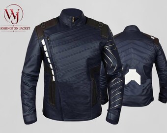 Chaqueta de cuero auténtico de Bucky Barnes de Marvel The Falcon and the Winter Soldier, disfraz de película de acción de superhéroes para Halloween