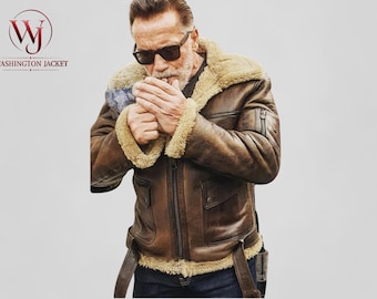 Chaqueta de aviador RAF de cuero genuino marrón desgastado estilo vintage, estilo bomber, para piloto, motociclista, clásica, retro, informal, de invierno.