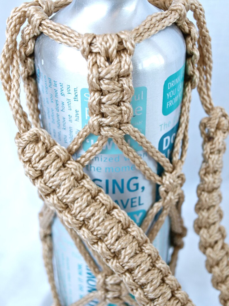 Macrame Water Bottle Holder in Tan Etsy