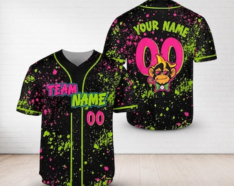 Custom Animals Baseball Jersey, Personalized Name And Number Party Baseball Jersey, Matching Paint Splatter Jersey, Monkey Team Gift