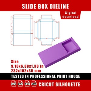 Slide Box SVG Dieline Template, Matchbox Packaging Vector Blueprint (Digital Download)