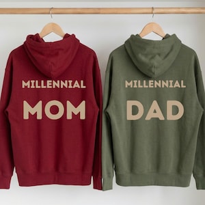 Millennial Mom Hoodie |  Millennial Dad Hoodie | Minimalist Parent Hoodie | Back Print Hoodie | Unisex Family Hoodie