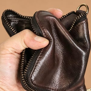 Square Zipper Wallet | Large Capacity Card Holder, Distressed Everyday Carry Purse
