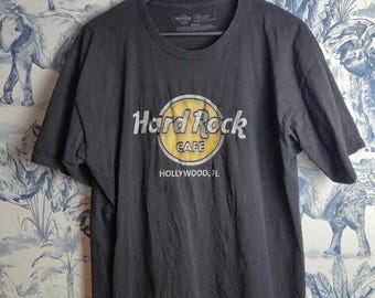 Vintage Hard Rock Cafe Hollywood T-Shirt Black L Cotton Casual Wear 2000s Men's Graphic Tee