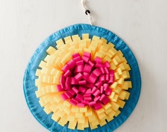 Round Snuffle Mat for Dogs | Hanging Flower Slow Feeder | Calming Enrichment Nose Work Toy | Dog Mom Gift