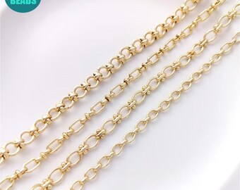 14K Gold Plated Brass Chain, O-Shape Links, Thick Necklace Chain, Bulk Jewelry Making