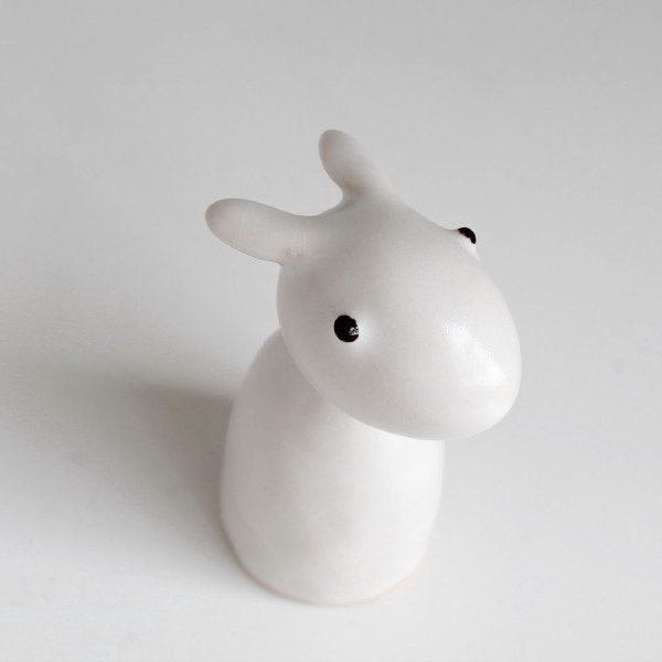Handmade Ceramic White Rabbit Sculpture, Tall White Bunny Figure, Handbuilt Pottery, Stoneware
