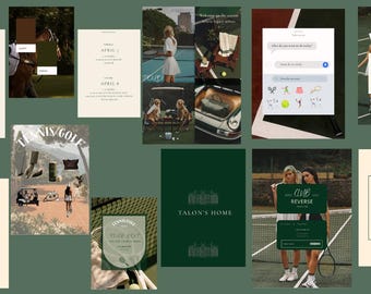 Tennis Club Branding Kit, Editable Canva Template, Country Club Identity, Sports Social Media Design