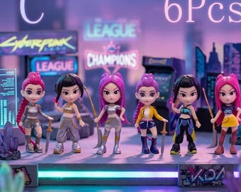 Anime Style K-Pop Collectible Dolls, Demon Hunter Toy Set, 6 Figures,Demon Hunters Figure Rumi Zoe Mira anime,Childrens gift