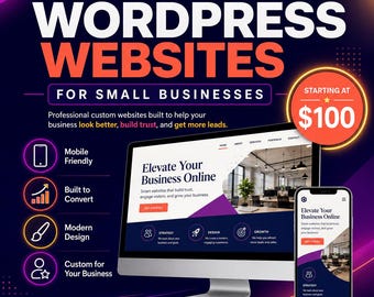 Standard Custom WordPress Website Design Package, Small Business Website, Professional Service Business Web Design