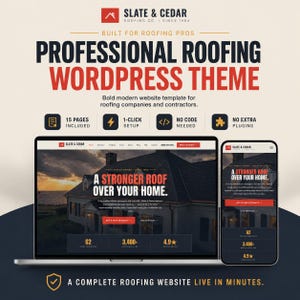 Professional Roofing Website Template, WordPress Website for Roof Repair and Contractor Businesses