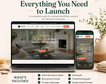 Professional Maid Service Website Template, WordPress Website for Cleaning Company and Housekeeping Businesses