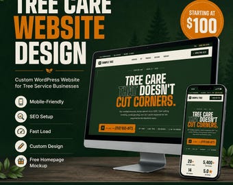 Standard Tree Service Website Design Package, Custom WordPress Website for Arborists, Tree Care Business Website, Contractor Site