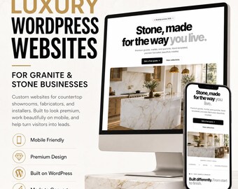 Professional Granite Website Design Package, Custom WordPress Website for Countertop Business, Stone Fabricator Website