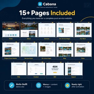 Professional Pool Company WordPress Theme, Cabana Website Template for Pool Cleaning & Service Businesses image 2