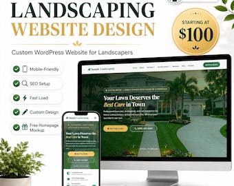 Professional Landscaping Website Design Package, Custom WordPress Website for Landscapers, Lawn Care Business Website, Service Website