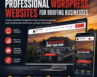Starter Roofing Website Design Package, Custom WordPress Website for Roofers, Simple Contractor Website