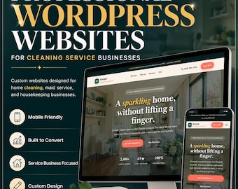 Standard Cleaning Service Website Design Package, Custom WordPress Website for House Cleaning Business, Service Website