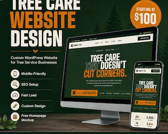 Starter Tree Service Website Design Package, Custom WordPress Website for Arborists, Tree Care Business Website, Simple Service Site