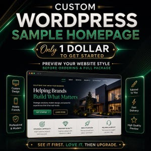 WordPress Website Sample Homepage, Custom Homepage Mockup Preview for Small Business, Try Before Full Website Package