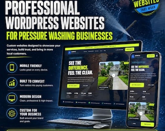 Professional Pressure Washing Website Design Package, Custom WordPress Website for Power Washing Business, Premium Service Website