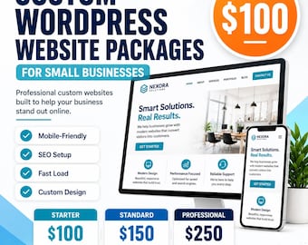 Standard Custom WordPress Website Design Package, Small Business Website, Professional Service Business Web Design
