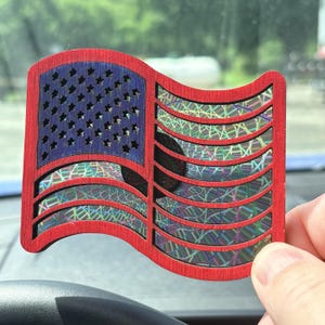 Car Charm Air Diffuser,Vent Clip Attachment, USA Flag,Colorful Vinyl Insert