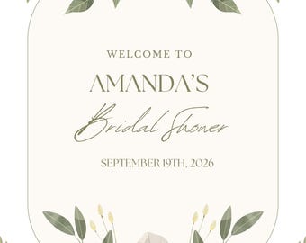 Editable Bridal Shower Welcome Sign Template, Greenery Floral Decor, Instant Download