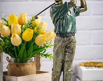 Golf Dekor Golfer Statue Golf Figur Golf Geschenk Golf Skulptur Golfliebhaber Geschenk Mann Höhle Dekor Büro Regal Dekor Bronze Golf Statue.