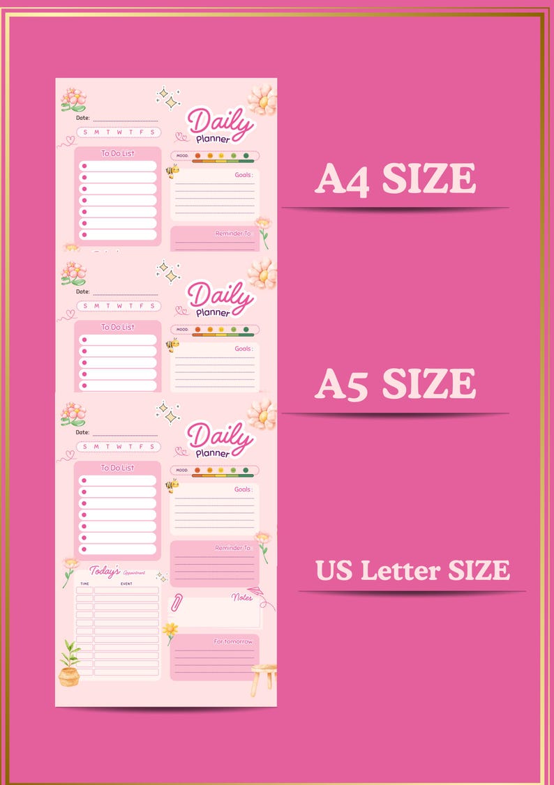 Minimalist Daily Planner Printable | Undated Productivity Pages ...