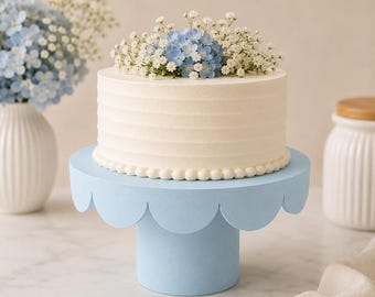Scalloped Cake Stand | 3D Printed Dessert Pedestal, Minimalist Party Decor