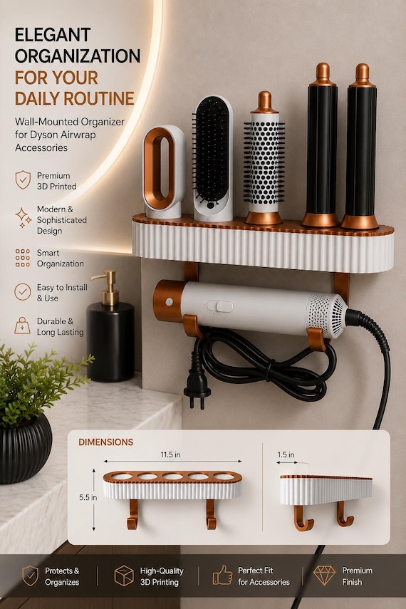 Dyson Airwrap Organizer Wall Mount | Hair Dryer & Accessories