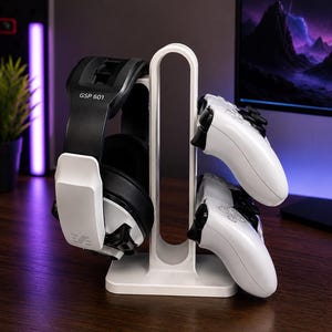 3D Printed Gaming Headset and Dual Controller Stand | Desk Organizer