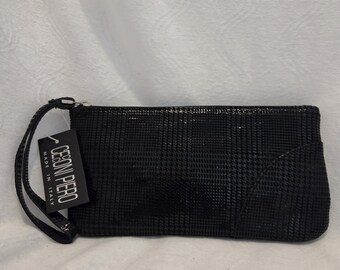 True, Deadstock, VINTAGE, CECCONI PIERO, leer, schoudertasje, clutch, Italië, nieuw met label