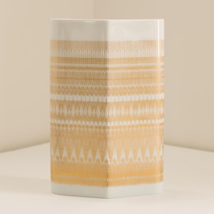Hans-Theo Baumann Gilt Porcelain Vase, Mid-Century Modern, Made by Rosenthal, ca 1960s, Rare Lozenge Shape
