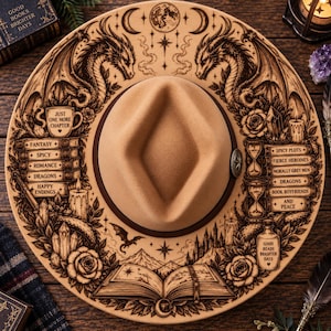 Fantasy Romance Dragon Cowboy Hat Brim SVG | Smut | Book Lover Hat Burning Design | Spicy Bookish Pyrography Template PNG