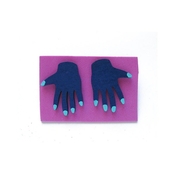 HAND EARRINGS - indigo/mint